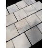 Calacatta verde royale marble 4x4 tile tumbled square light gray stone mosaic with subtle veining and textured surface