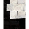 Square white calacatta verde royale marble 4x4 tile with subtle gray veining arranged in a mosaic pattern
