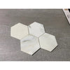 Calacatta Verde Royale white hexagonal marble mosaic tile with gray veining