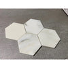 Calacatta Verde Royale white hexagonal marble mosaic tile with gray veining