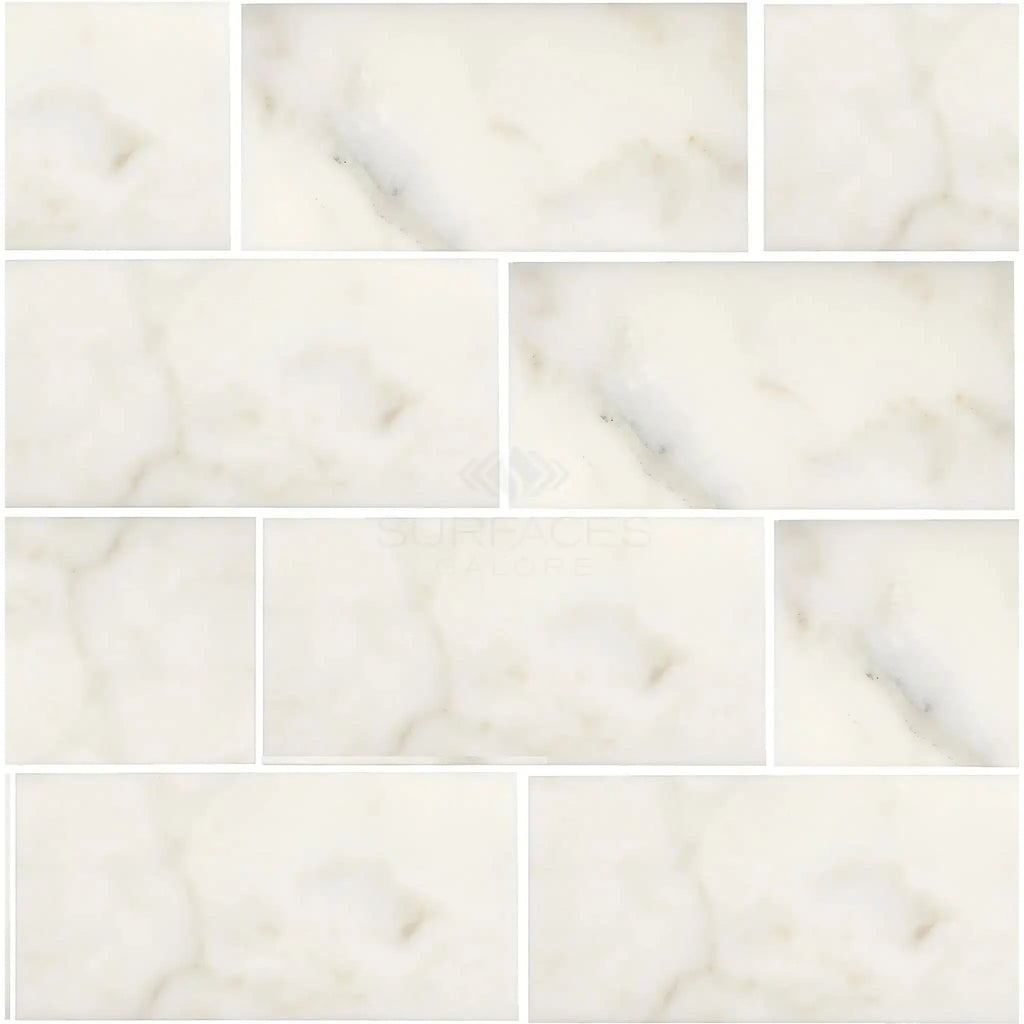 Calacatta Oliva Marble 6X12 Tile Polished or Honed featuring elegant white marble brick tiles
