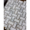 Calacatta Verde Royale marble basketweave mosaic tile in polished finish