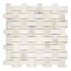 Woven white marble tile showcasing Calacatta Oliva in polished or honed finish