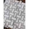 Calacatta Verde Royale marble basketweave mosaic tiles in polished finish