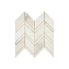 Calacatta Oliva Marble Chevron Mosaic Tile in polished and honed finishes