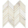 Calacatta Oliva Marble Chevron Mosaic Tile in polished and honed finishes