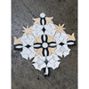 Calacatta verde royale marble floral mosaic tile with intricate white black and beige marble starburst pattern