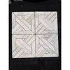 White marble Calacatta Verde Royale mosaic tile with polished-honed geometric interlocking heritage pattern