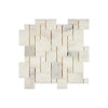 Calacatta Oliva Marble Mini-Versailles Pattern Mosaic Tile in White Polished Finish