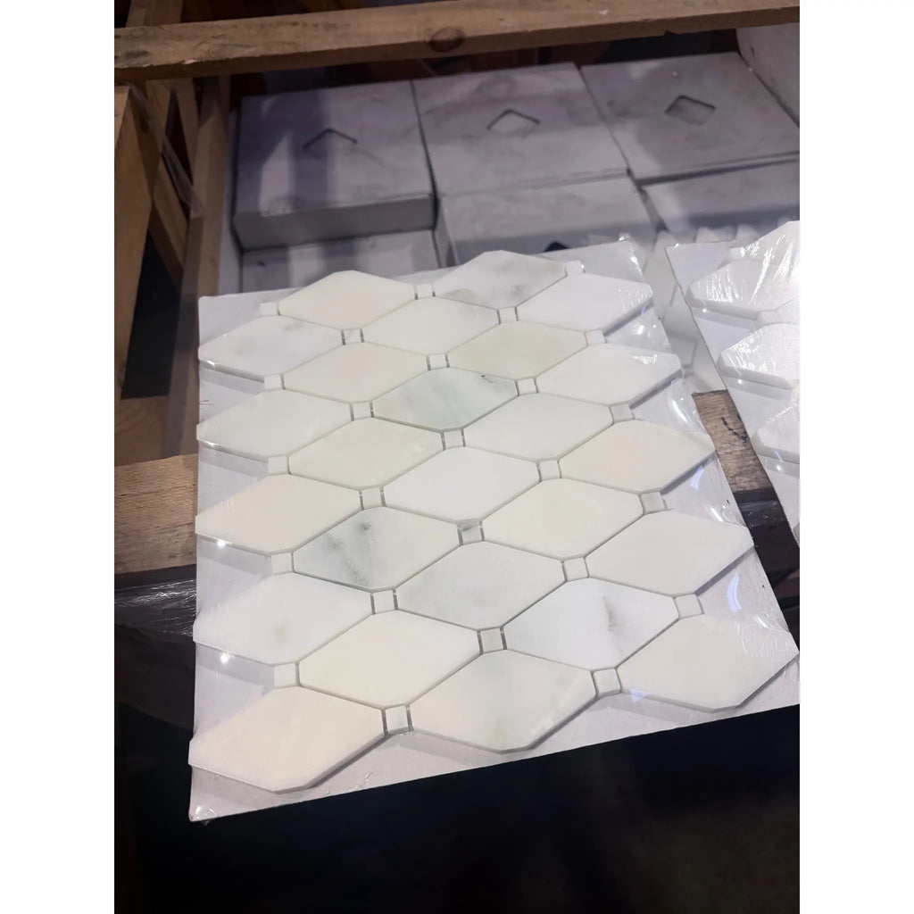 Calacatta Verde Royale polished hexagonal mosaic tile