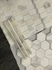 Calacatta Verde Royale polished white marble hexagonal mosaic tile with gray veining