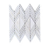 Calacatta Verde Royale marble Venezia mosaic with white marble and mirrored tile chevron pattern polished-honed finish