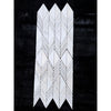 White marble mosaic tile with geometric chevron pattern in calacatta verde royale marble venezia polished-honed finish