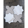 Calacatta verde royale 12x12 honed marble mosaic tile featuring white and gray geometric star and cross pattern