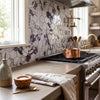 Calacatta viola 2 inch hexagon polished marble backsplash tiles in white and deep purple pattern
