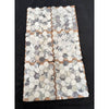Calacatta viola 2 inch hexagon polished or honed white and gray marble mosaic tiles in four rectangular panels