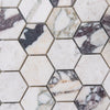 Hexagonal marble mosaic tiles in Calacatta Viola 2-inch polished or honed finish