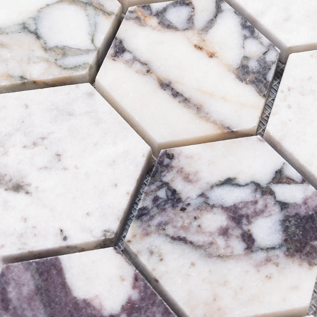 Calacatta Viola 2 inch Hexagon Polished or Honed Hexagonal Marble Mosaic Tiles