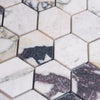 Calacatta Viola 2 inch Hexagon Polished or Honed Marble Mosaic Tiles Display