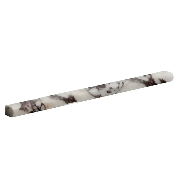 Calacatta Viola Imperiale marble 1/2x12 pencil liner trim with dark veining