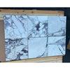 Calacatta Viola Imperiale marble 12x12 polished-honed tiles on wood supports