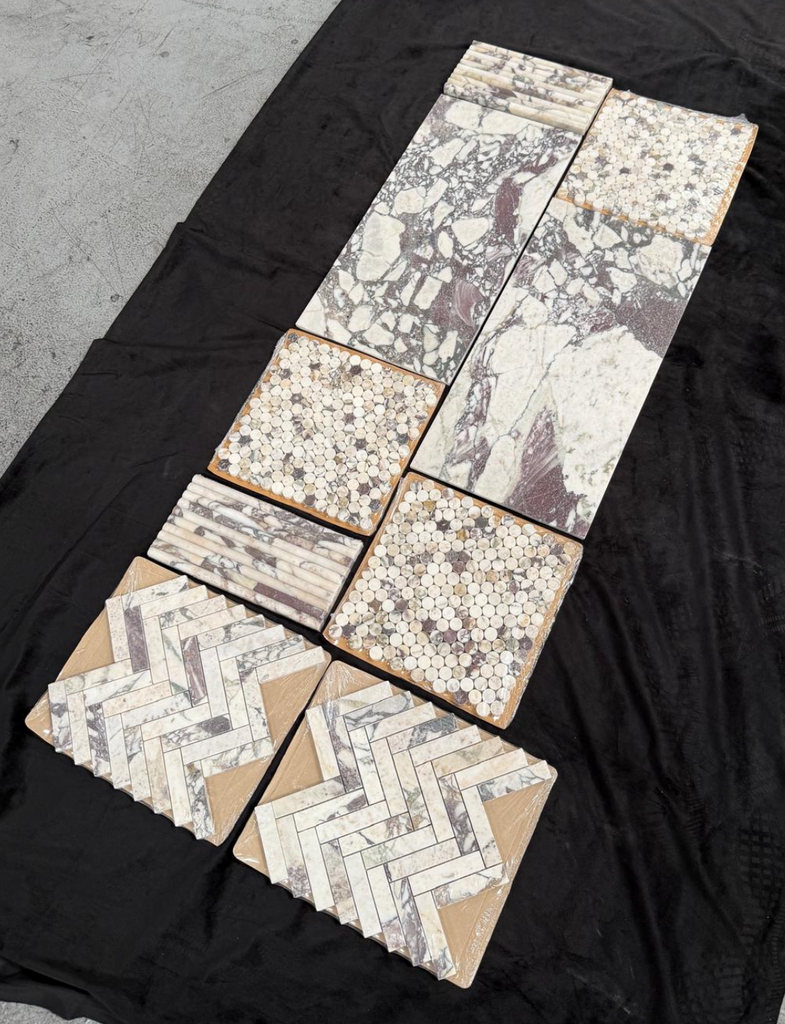 Calacatta Viola Imperiale Marble 12x24 Polished-Honed Mosaic Tiles Set