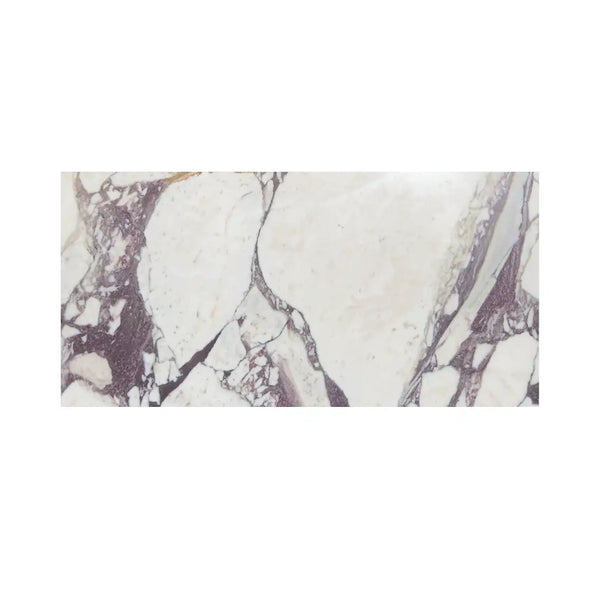 Calacatta Viola Imperiale marble slab, white with purple-gray veining, 12x24 polished-honed