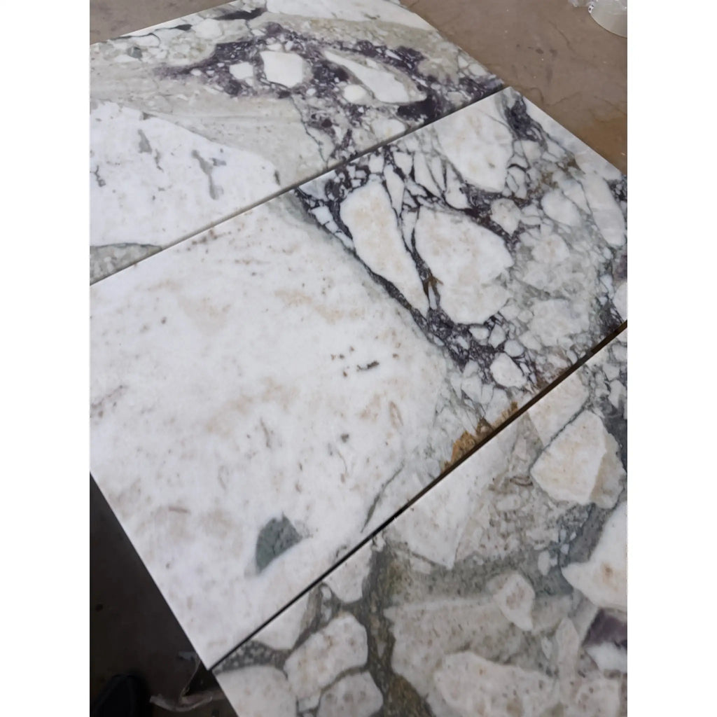Calacatta Viola Imperiale marble 12x24 polished-honed white gray veined tiles