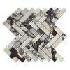 Calacatta Viola Imperiale marble herringbone mosaic tiles, polished-honed