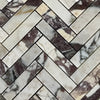 Calacatta Viola Imperiale marble 1x4 herringbone mosaic with polished-honed finish