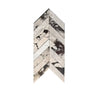 Calacatta Viola Imperiale marble 2x8 chevron mosaic tile panel in polished-honed white and black veined design