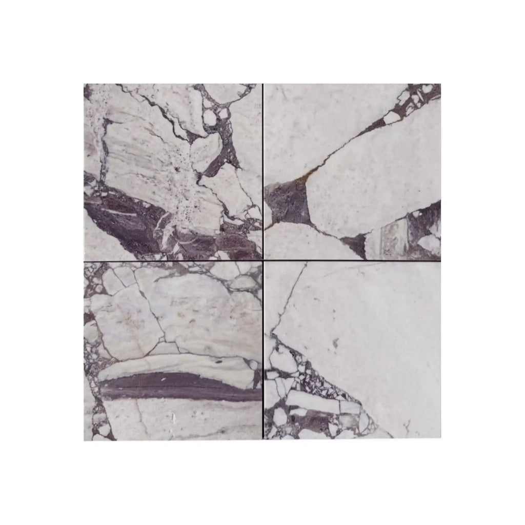 Calacatta Viola Imperiale white marble hexagon mosaic with dark veining