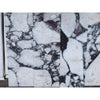 Calacatta Viola Imperiale marble hexagon mosaic with white slabs and black veining