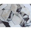 Calacatta Viola Imperiale marble 3-inch hexagon mosaic with polished-honed finish