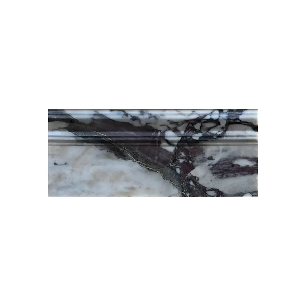 Calacatta Viola Imperiale marble mantel with purple-black veins