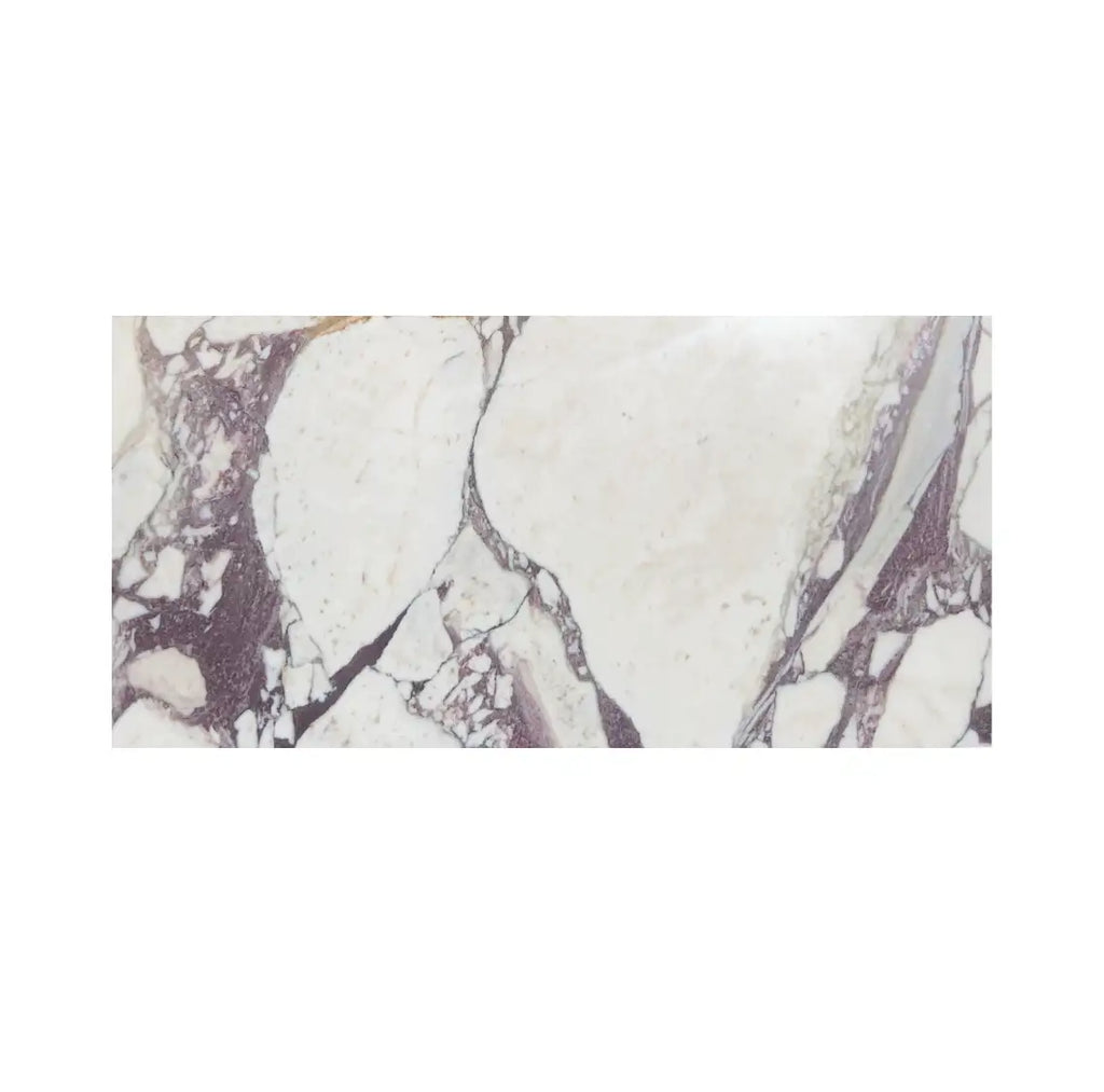 Calacatta Viola Imperiale marble slab, white with purple-gray veining, 12x24 polished-honed