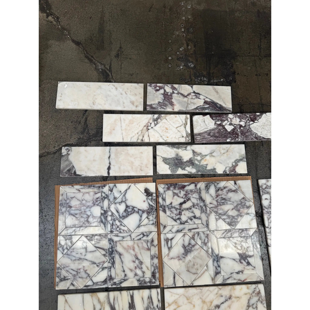 Calacatta Viola Imperiale marble 4x12 polished-honed tiles with white gray veining