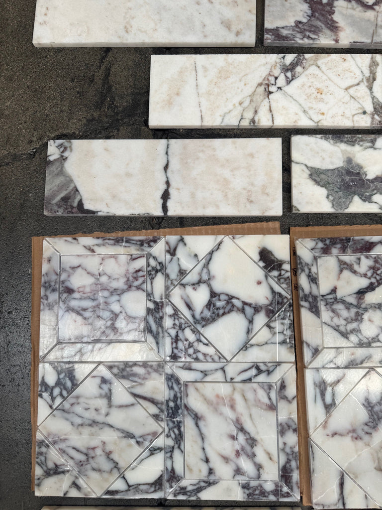 Calacatta Viola Imperiale white gray marble 4x12 mosaic tiles polished-honed
