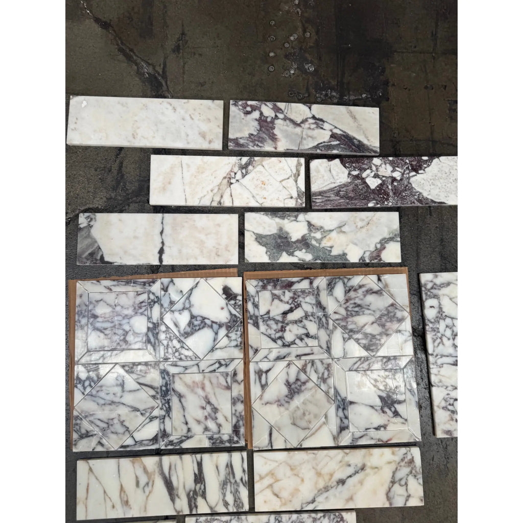 Calacatta Viola Imperiale marble 4x12 polished-honed white gray tiles