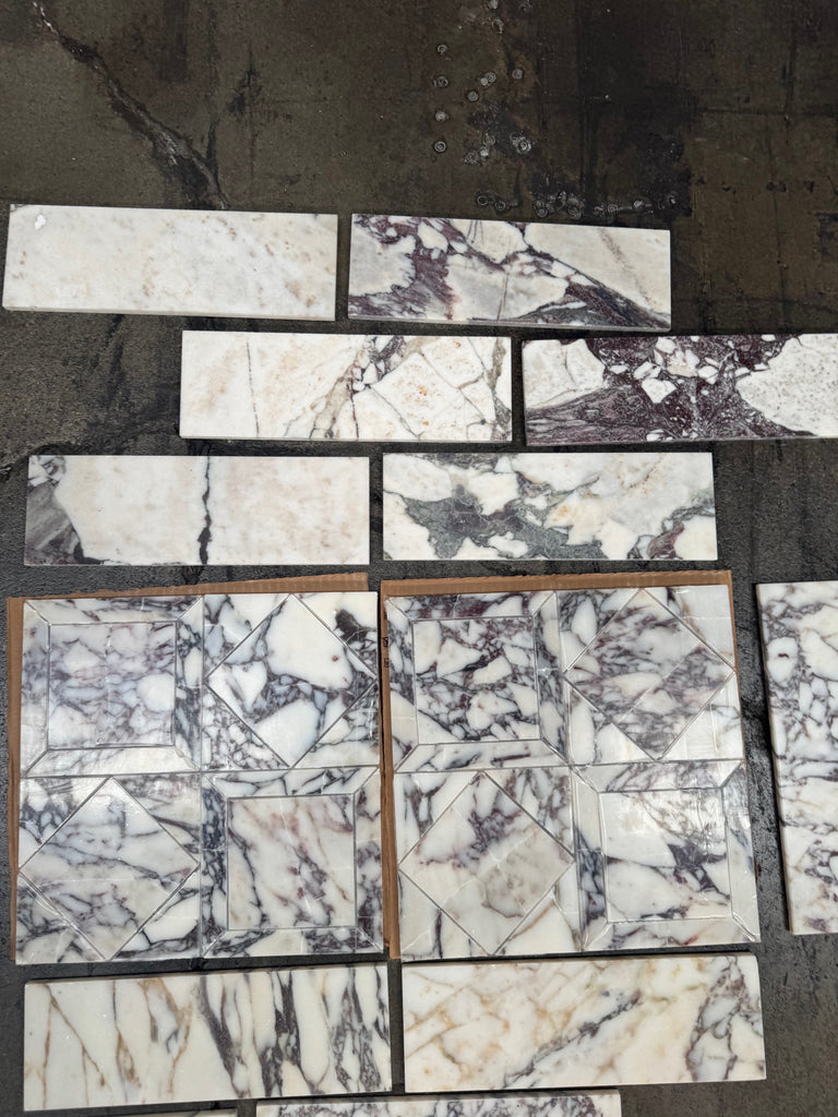 Calacatta Viola Imperiale marble 4x12 polished-honed white gray tiles