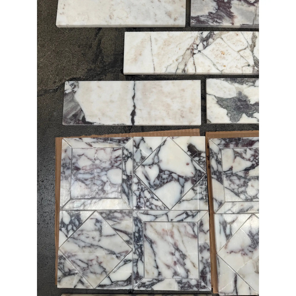 Calacatta Viola Imperiale white gray marble 4x12 mosaic tiles polished-honed