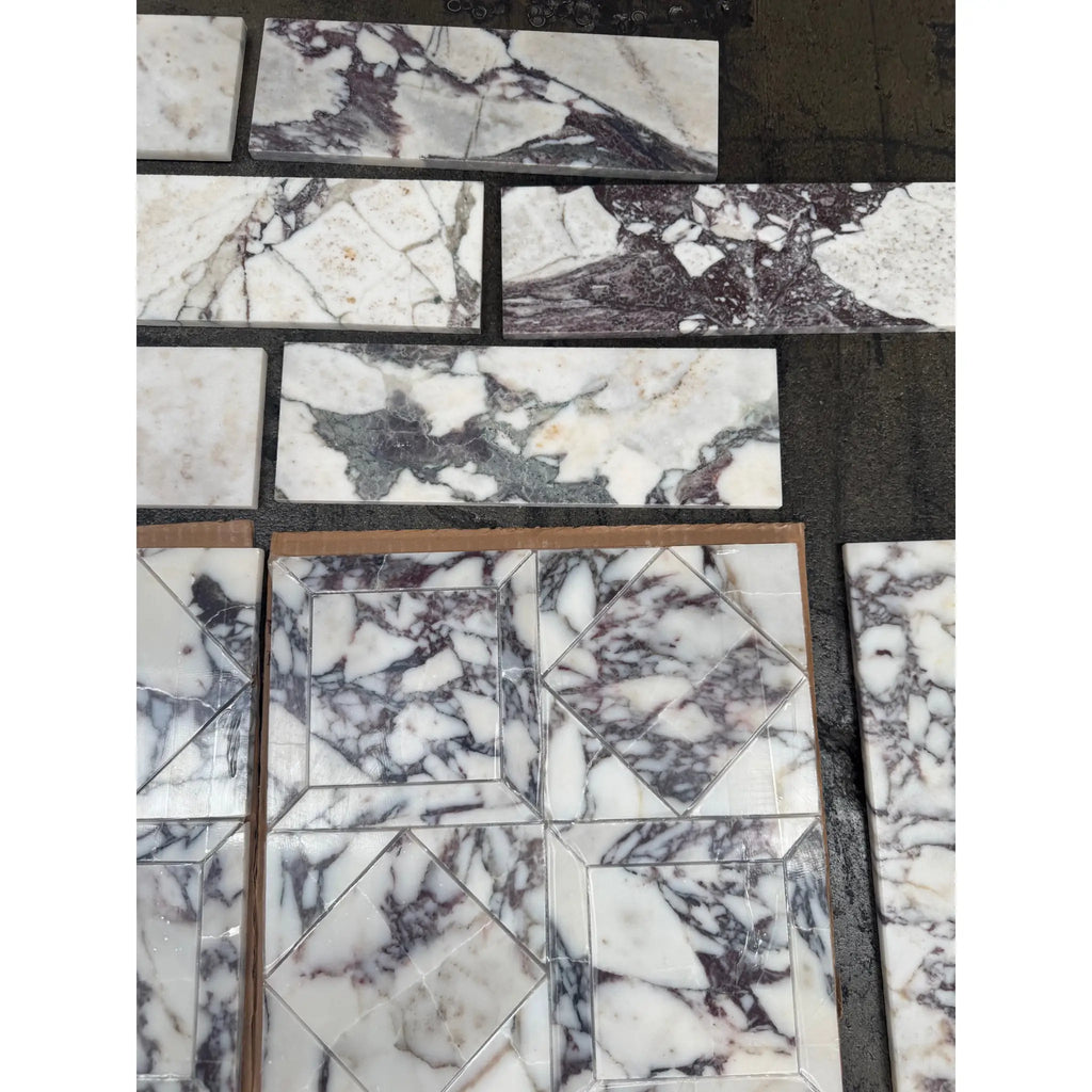 Calacatta Viola Imperiale marble 4x12 polished-honed mosaic tiles