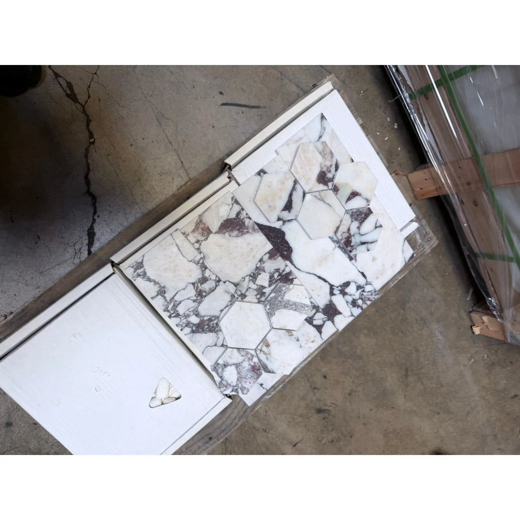 Calacatta Viola Imperiale marble 4x12 polished-honed tile panel