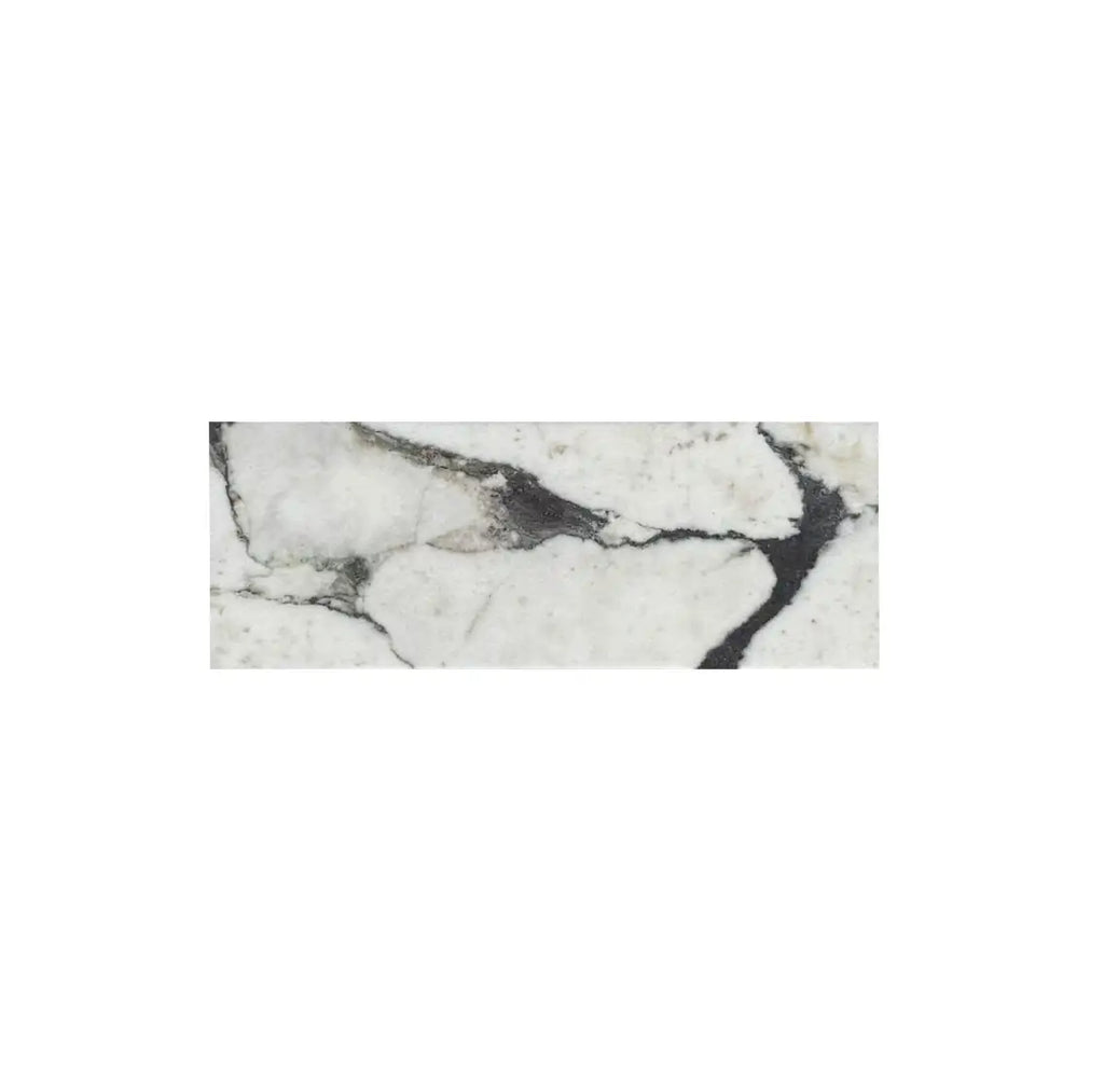 Calacatta Viola Imperiale marble 4x12 polished-honed tile with white marble and black veining