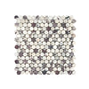 Calacatta Viola Imperiale marble pennyround mosaic with veined pattern