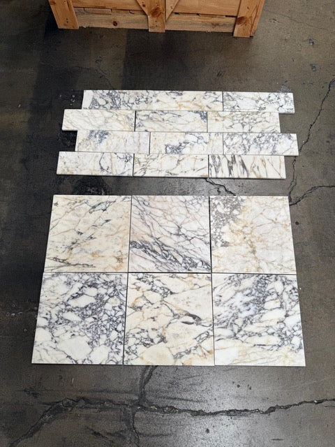 Calacatta Violetta Royale Monet Marble 12x12 polished white gray veined tiles