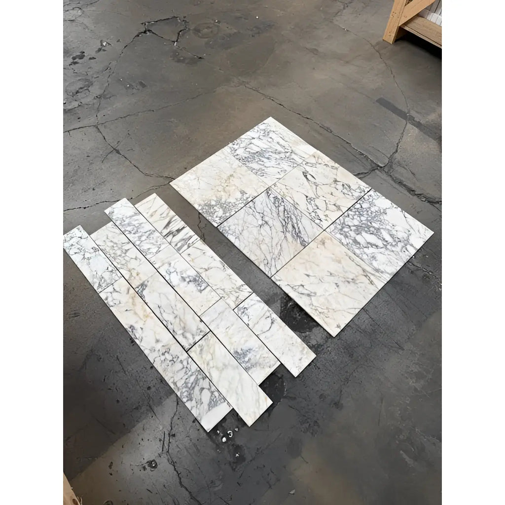 Calacatta Violetta Royale Monet Marble 12x12 polished-honed white gray veined tiles
