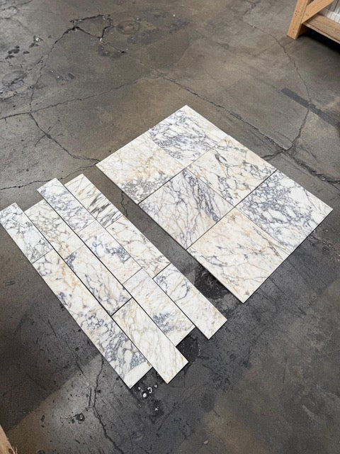 Calacatta Violetta Royale Monet Marble 12x12 polished-honed white gray veined tiles