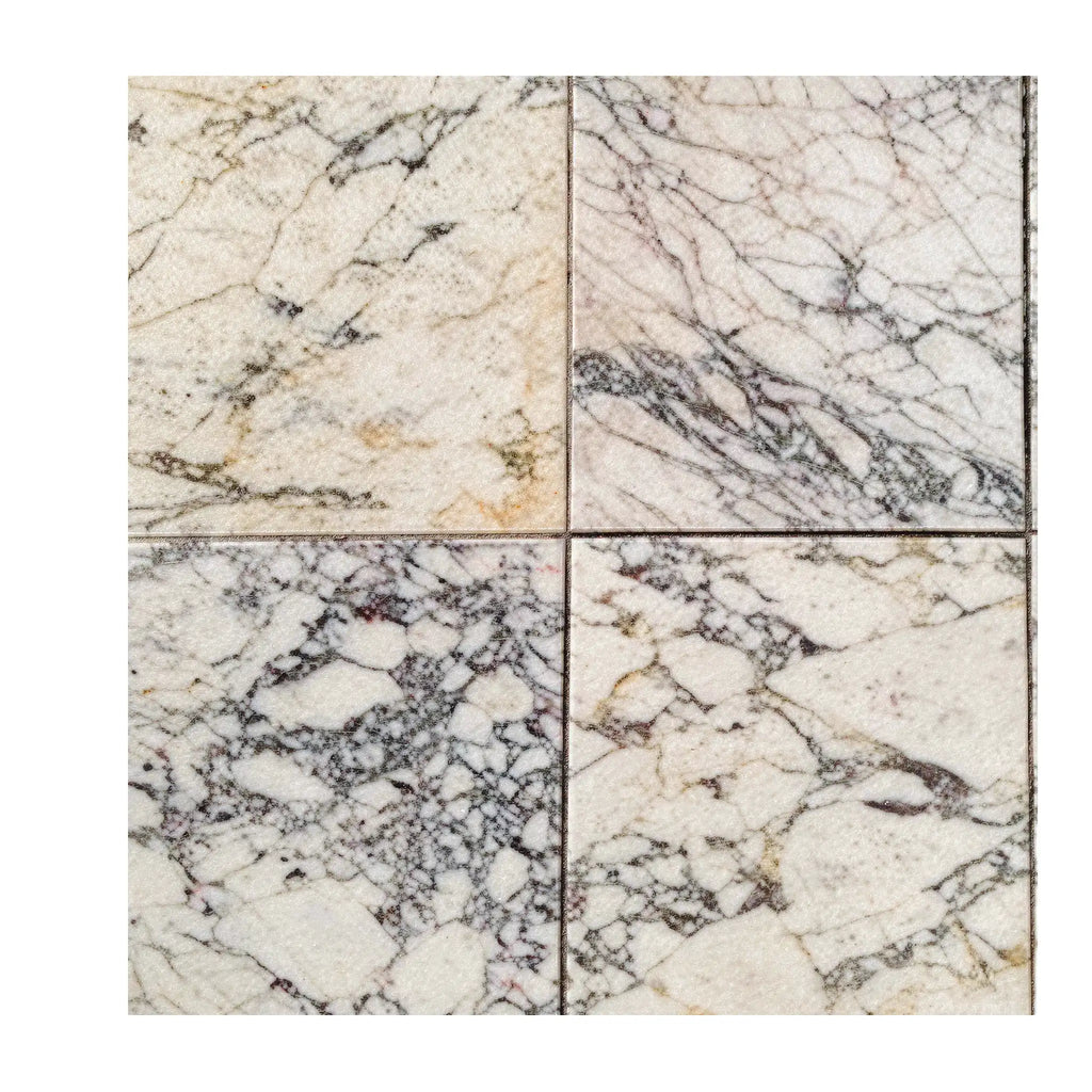 Calacatta Violetta Royale Monet Marble 12x12 polished-honed white tiles with black gray veining