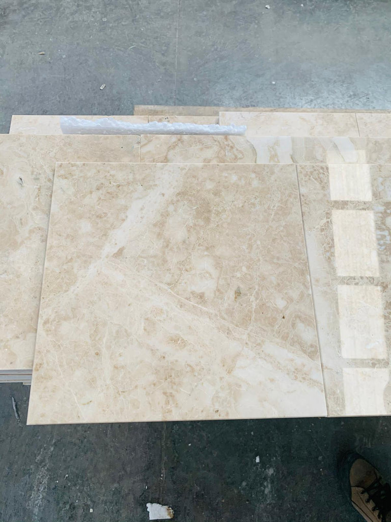 Beige marble tiles from Cappuccino Marble 24X24 Polished collection
